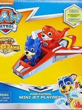 PAW Patrol Mighty Pups Super Paws Mini Jet Playset w/ Figures Spin‎ NIB